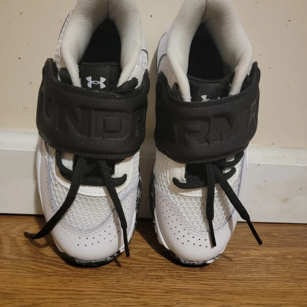 Brand New Under Armour Kids' Black and White High-Top Sneakers Size 12